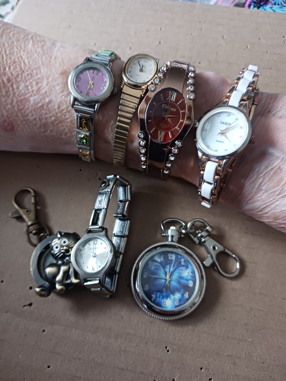 Vintage Assorted Women's Bracelet Watches - Pink, Gold, White & Red Accents
